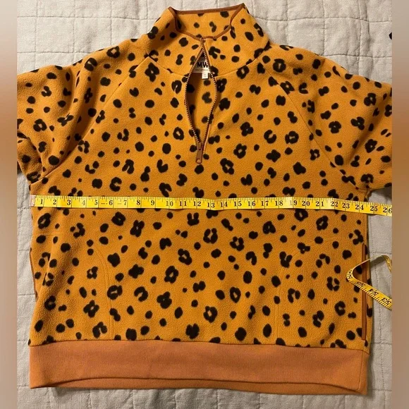 Madewell MWL Betterfleece Half-Zip Sweatshirt in Cheetah Print - Picture 4 of 5